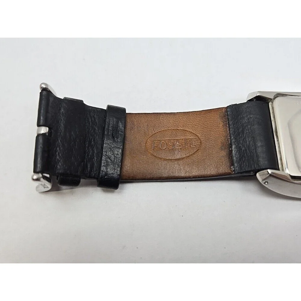 Fossil Arkitekt FS4510 Mens Tonneau Leather Date Watch New Battery 5ATM 50M